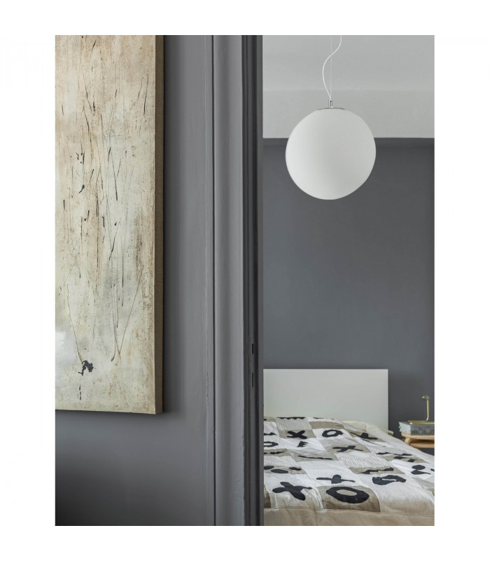 Nevoso 40cm Globe Pendant Ceiling Light Opal Glass Chrome Metal LED E27-2