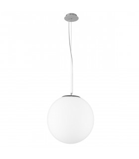 Nevoso 50cm Globe Pendant Ceiling Light Opal Glass Chrome Metal LED E27-1