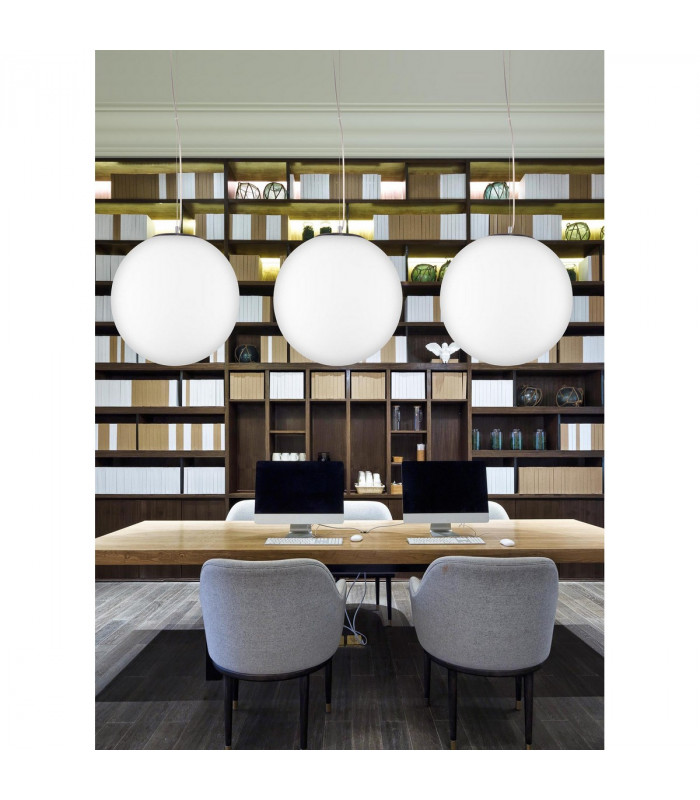 Nevoso 50cm Globe Pendant Ceiling Light Opal Glass Chrome Metal LED E27-2