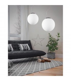 Nevoso 30cm Globe Pendant Ceiling Light Opal Glass Chrome Metal LED E27-2