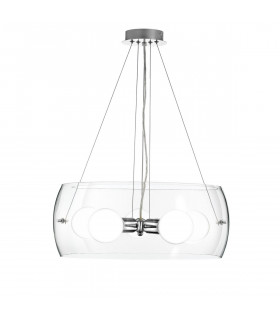 Chiara 5 Light Cylindrical Pendant Ceiling Light Chrome Aluminium Clear Glass LED E27-1