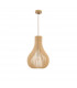 Soho Wire Frame Pendant Ceiling Light Natural Wood Brown Fabric Cable Solid Wood Canopy LED E27-1