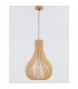 Soho Wire Frame Pendant Ceiling Light Natural Wood Brown Fabric Cable Solid Wood Canopy LED E27-3
