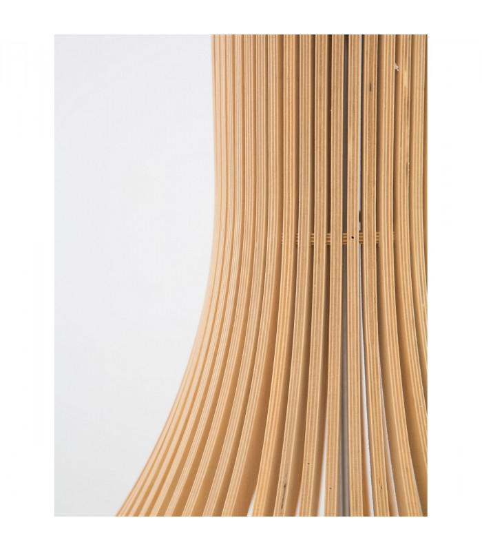 Soho Wire Frame Pendant Ceiling Light Natural Wood Brown Fabric Cable Solid Wood Canopy LED E27-4