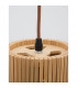 Soho Wire Frame Pendant Ceiling Light Natural Wood Brown Fabric Cable Solid Wood Canopy LED E27-7
