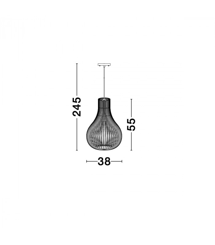 Soho Wire Frame Pendant Ceiling Light Natural Wood Brown Fabric Cable Solid Wood Canopy LED E27-9