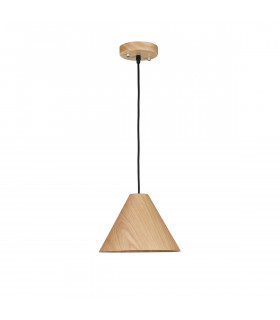 Wera Dome Pendant Ceiling Light Natural Wood Dark Brown Fabric Cable Solid Wood Canopy LED E27 IP20 25-1