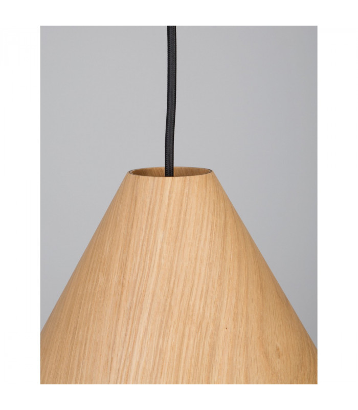 Wera Dome Pendant Ceiling Light Natural Wood Dark Brown Fabric Cable Solid Wood Canopy LED E27 IP20 25-3