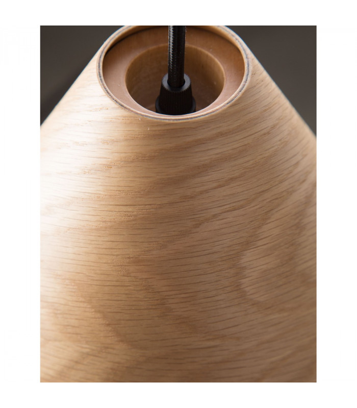 Wera Dome Pendant Ceiling Light Natural Wood Dark Brown Fabric Cable Solid Wood Canopy LED E27 IP20 25-6