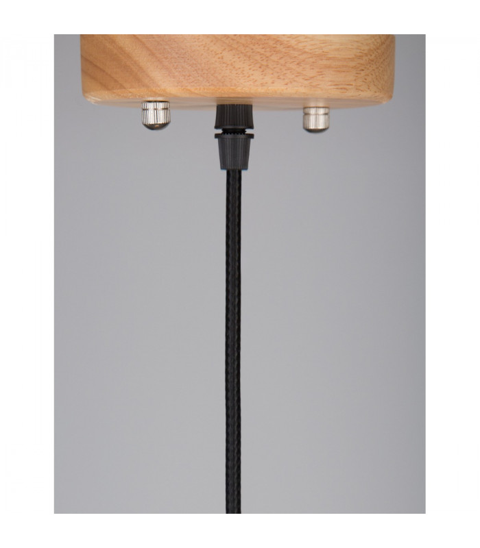 Wera Dome Pendant Ceiling Light Natural Wood Dark Brown Fabric Cable Solid Wood Canopy LED E27 IP20 25-7