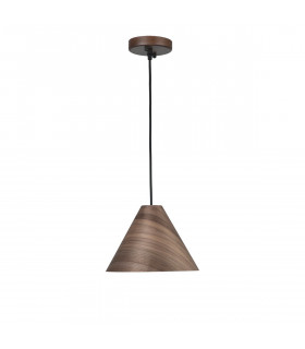 Wera Dome Pendant Ceiling Light Dark Walnut Wood colour Dark Brown Fabric Cable Solid Wood Canopy LED E27-1