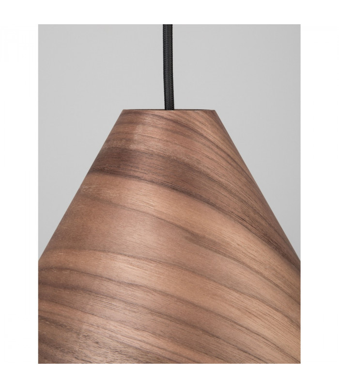 Wera Dome Pendant Ceiling Light Dark Walnut Wood colour Dark Brown Fabric Cable Solid Wood Canopy LED E27-5