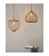 Adana Wire Frame Pendant Ceiling Light Natural Wood Brown Fabric Cable LED E27-2