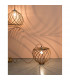 Adana Wire Frame Pendant Ceiling Light Natural Wood Brown Fabric Cable LED E27-3