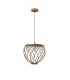 Adana Wire Frame Pendant Ceiling Light Natural Wood Brown Fabric Cable LED E27-4