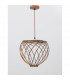 Adana Wire Frame Pendant Ceiling Light Natural Wood Brown Fabric Cable LED E27-5