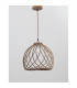 Adana Wire Frame Pendant Ceiling Light Natural Wood Brown Fabric Cable LED E27-6