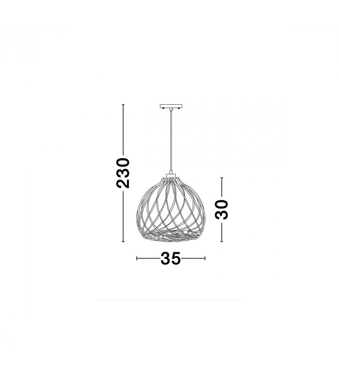 Adana Wire Frame Pendant Ceiling Light Natural Wood Brown Fabric Cable LED E27-10