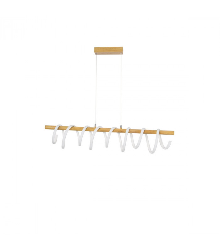 Gropius Integrated LED Pendant Ceiling Light Dimmable Wood Colour White Aluminium LED 38W 2650Lm 3000K-1