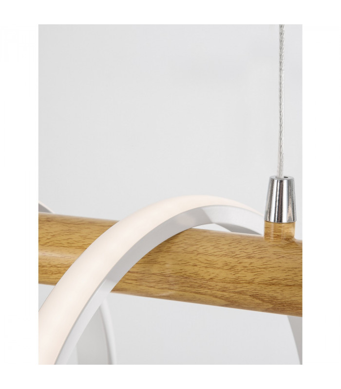 Gropius Integrated LED Pendant Ceiling Light Dimmable Wood Colour White Aluminium LED 38W 2650Lm 3000K-5