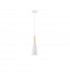Grant Slim Pendant Ceiling Light White Aluminium Natural Wood White Fabric Wire LED E14-1