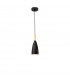 Grant Slim Pendant Ceiling Light Black Aluminium Natural Wood Black Fabric Wire LED E14-1