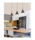 Venanzio Dome Pendant Ceiling Light Matt Black Metal Natural Wood LED E14-2