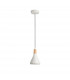 Venanzio Dome Pendant Ceiling Light Matt White Metal Natural Wood LED E14-1