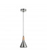 Venanzio Dome Pendant Ceiling Light Nickel Metal Natural Wood LED E14-1