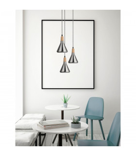 Venanzio Dome Pendant Ceiling Light Nickel Metal Natural Wood LED E14-2