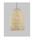 Aurora Dome Pendant Ceiling Light Natural Bamboo Black Fabric Wire Base LED E27-4