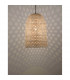 Aurora Dome Pendant Ceiling Light Natural Bamboo Black Fabric Wire Base LED E27-8