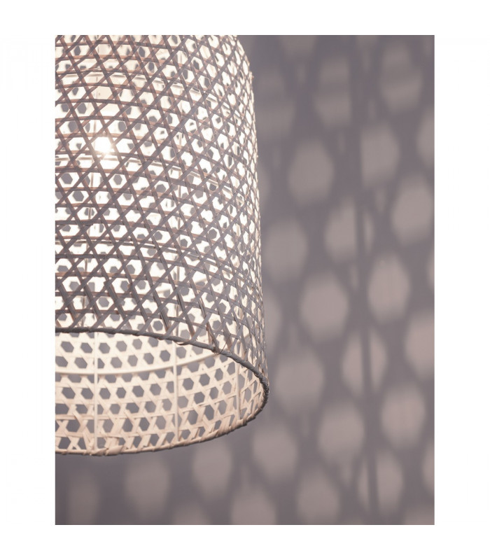 Aurora Dome Pendant Ceiling Light White Bamboo White Fabric Wire Base LED E27-3