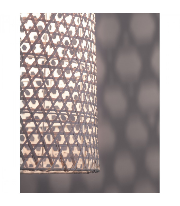 Aurora Dome Pendant Ceiling Light White Bamboo White Fabric Wire Base LED E27-5