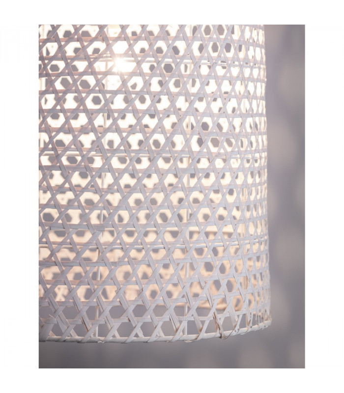 Aurora Dome Pendant Ceiling Light White Bamboo White Fabric Wire Base LED E27-7
