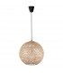 Melody Dome Pendant Ceiling Light Natural Bamboo Black Fabric Wire Base LED E27-1