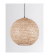 Melody Dome Pendant Ceiling Light Natural Bamboo Black Fabric Wire Base LED E27-3