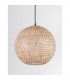 Melody Dome Pendant Ceiling Light Natural Bamboo Black Fabric Wire Base LED E27-4