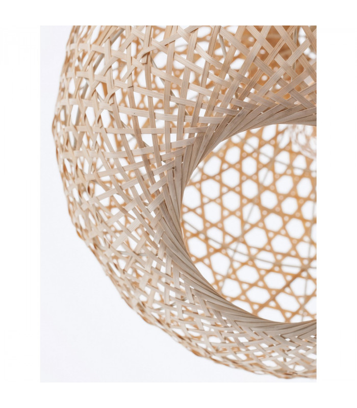 Melody Dome Pendant Ceiling Light Natural Bamboo Black Fabric Wire Base LED E27-5