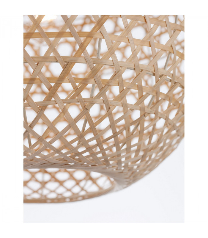 Melody Dome Pendant Ceiling Light Natural Bamboo Black Fabric Wire Base LED E27-6