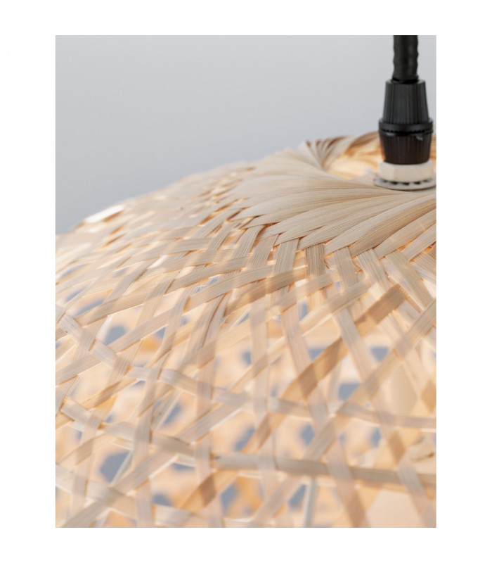 Melody Dome Pendant Ceiling Light Natural Bamboo Black Fabric Wire Base LED E27-9