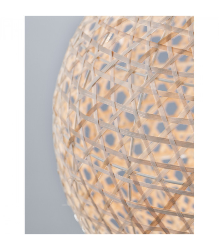 Melody Dome Pendant Ceiling Light Natural Bamboo Black Fabric Wire Base LED E27-10