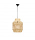 Mia Dome Pendant Ceiling Light Natural Rattan Black Fabric Wire Base LED E27-1