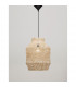 Mia Dome Pendant Ceiling Light Natural Rattan Black Fabric Wire Base LED E27-3