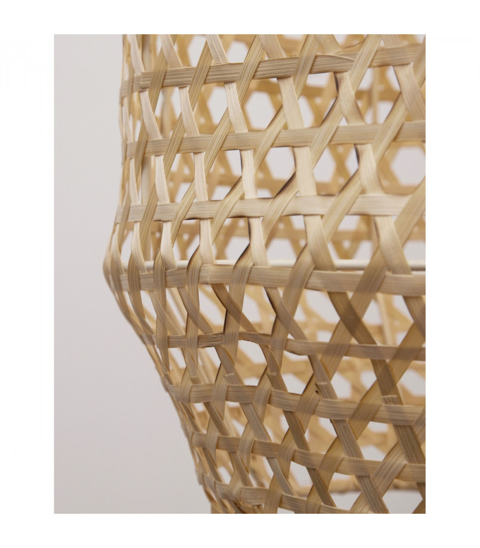Mia Dome Pendant Ceiling Light Natural Rattan Black Fabric Wire Base LED E27-5