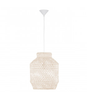 Mia Dome Pendant Ceiling Light Metal Bamboo White wash colour