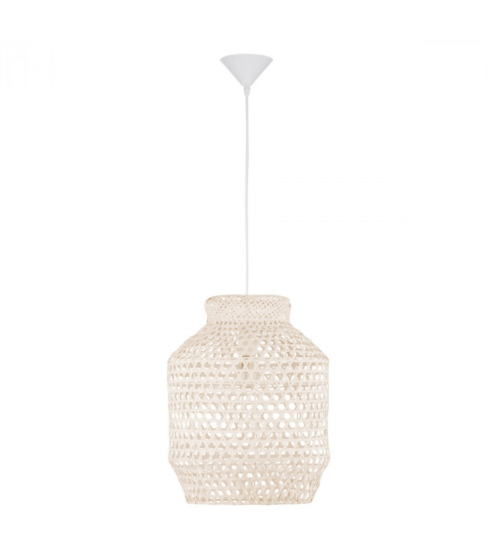 Mia Dome Pendant Ceiling Light Metal Bamboo White wash colour