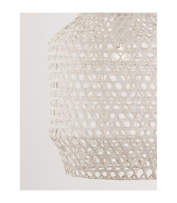 Mia Dome Pendant Ceiling Light Metal Bamboo White wash colour