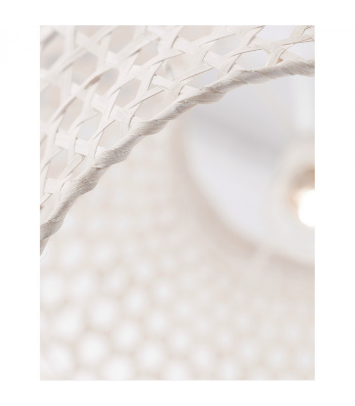 Mia Dome Pendant Ceiling Light Metal Bamboo White wash colour