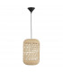 Aurora Dome Pendant Ceiling Light Natural Rattan Black Fabric Wire Base LED E27-1